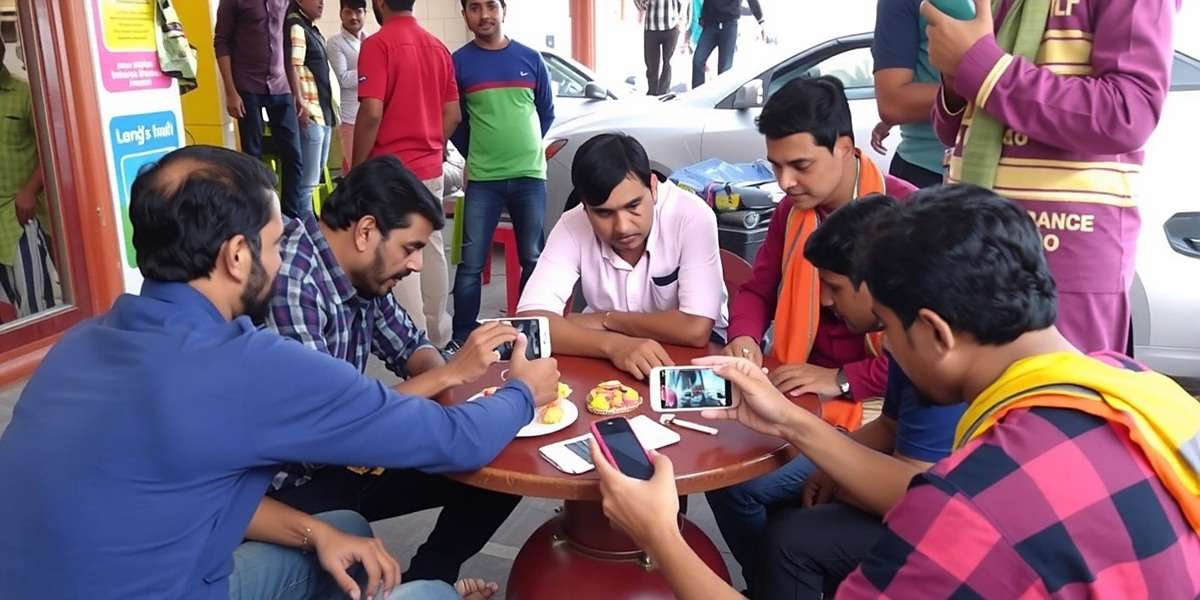 Bazaar Boss Rush Community Meetup Bazaar Boss Rush community meetup in Jaipur with players gathered in a real bazaar, playing the game on their mobile phones